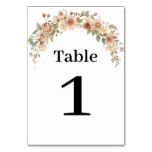 Numéro de table à arche florale romantique