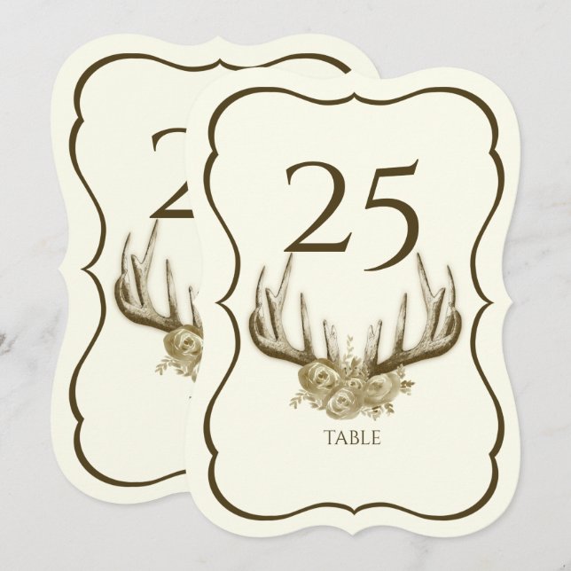 Numéro de table à coquille en bois de cerf (Devant / Derrière)