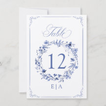 Numéro de table à couronne florale de calligraphie