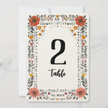 Numéro de table à impression florale