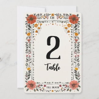 Numéro de table à impression florale