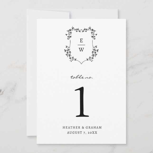 Numéro de table à monogramme (Devant)