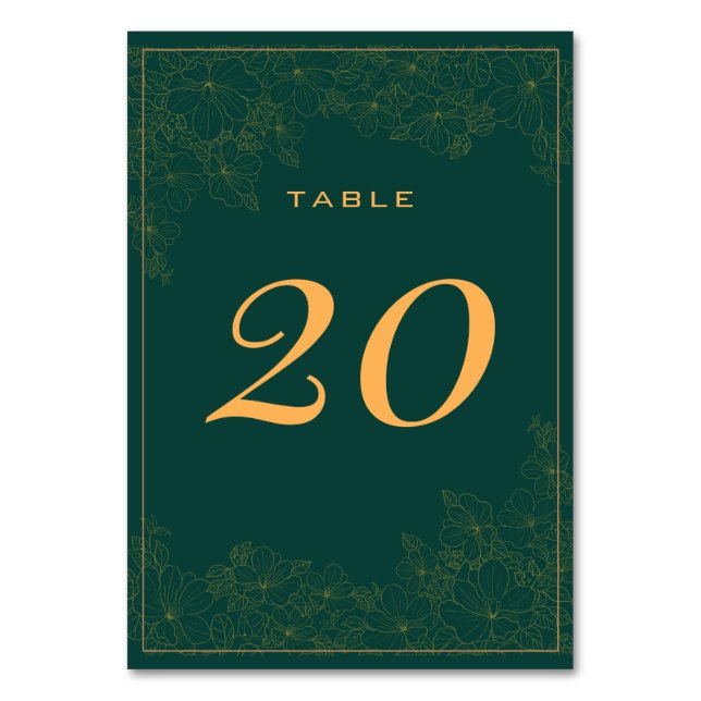 Numéro de table à motif subtil vert émeraude éléga (Par défaut)