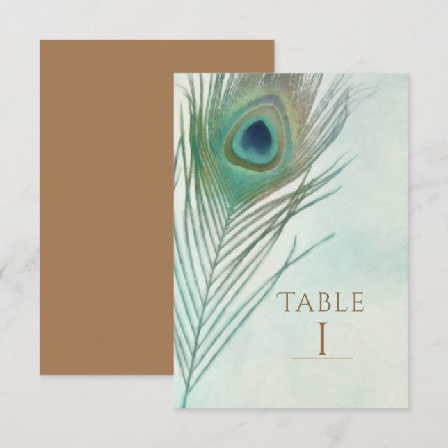 Numéro de table à motifs de plumes de paon Bohème  (Devant / Derrière)