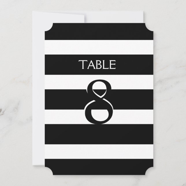 Numéro de table à rayures noir et blanc moderne (Dos)