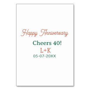 Numéro De Table À votre santé 40 joyeux anniversaire orange vert n