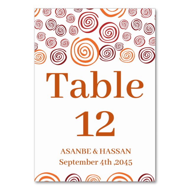 Numéro De Table Abstract African Shape Wedding Table Number Card  (Par défaut)