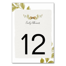 Numéro De Table Acornes rustiques et Feuilles de chêne |