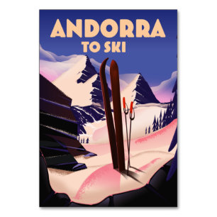 Numéro De Table Affiche de ski d'Andorre. impression sur toile