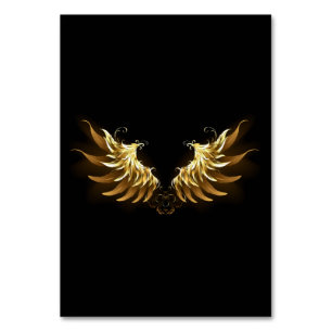 Numéro De Table Ailes d'Ange d'or sur arrière - plan noir