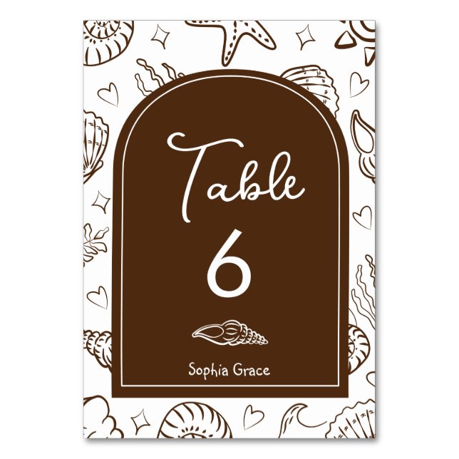 Numéro De Table All I Sea is Love Brown Seashells (Par défaut)