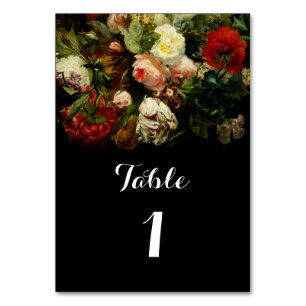 Numéro De Table Ambiance romantique foncé élégant fleurs florales 