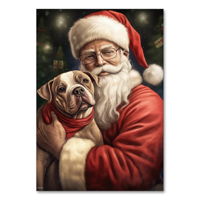 Numéro De Table American Staffordshire avec Noël au Père Noël (Par défaut)