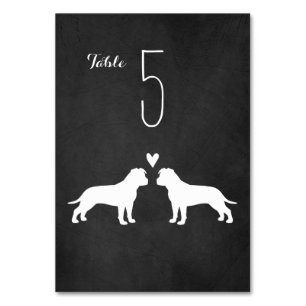 Numéro De Table American Staffordshire Terrier Silhouettes Mariage