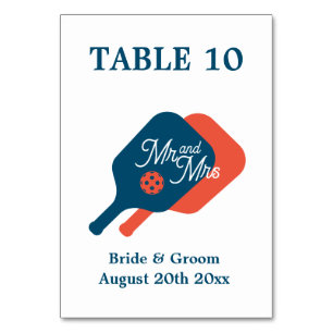 Numéro De Table Amusant M. & Mme pickleball paddle logo mariage