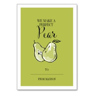Numéro De Table Amusante Pun de Fruit Pear Classroom Valentine Car
