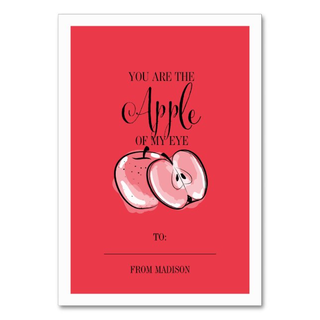 Numéro De Table Amusante Pun de fruits Apple Classroom Valentine C (Par défaut)
