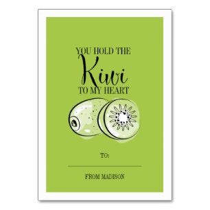 Numéro De Table Amusante Pun Fruit Kiwi Classroom Valentine Card