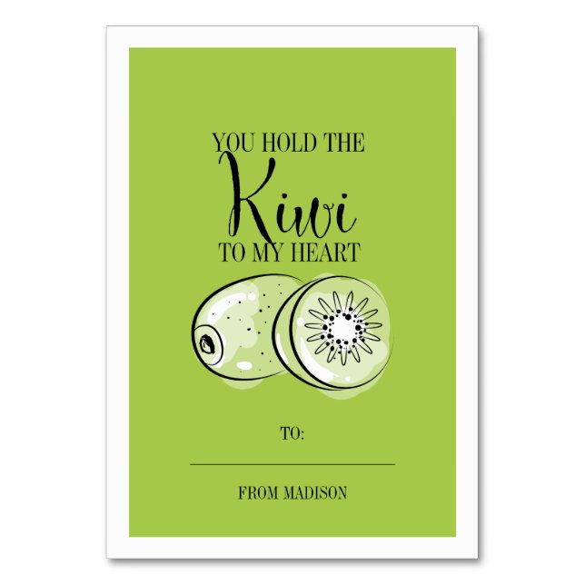 Numéro De Table Amusante Pun Fruit Kiwi Classroom Valentine Card (Par défaut)