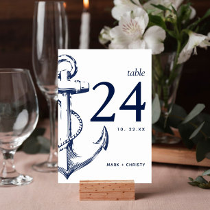 Numéro De Table Ancre de croquis nautique de marine moderne