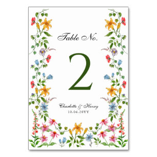 Numéro De Table Anglais mariage fleuri du jardin