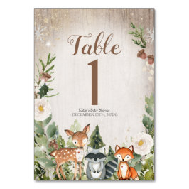 Numéro De Table Animaux d'hiver Bois Numéro de tableau Baby shower