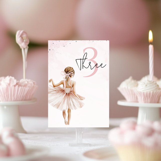 Numéro De Table Anniversaire rose Ballerina élégant (Créateur téléchargé)