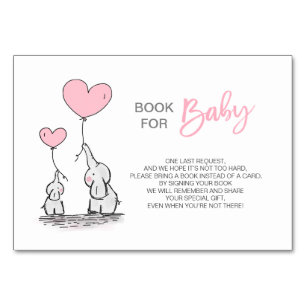 Numéro De Table Apportez un livre - Elephant Pink Girl Baby shower