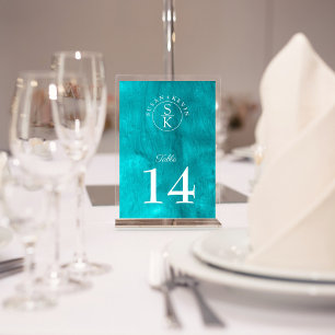 Numéro De Table Aqua Elegance Turquoise & Turquoise Mariage Aquare