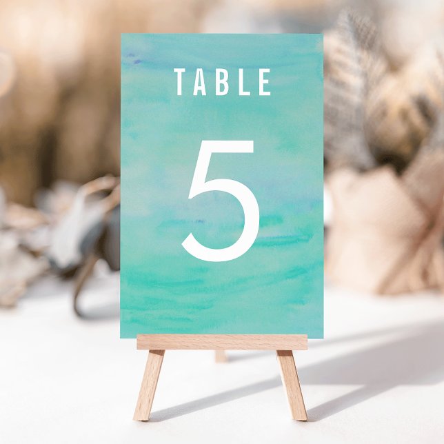 Numéro De Table Aquarelle Aqua (Créateur téléchargé)