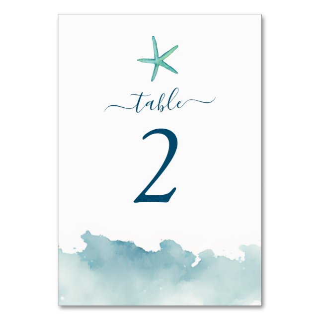 Numéro De Table Aquarelle Aqua Starfish & Water (Par défaut)