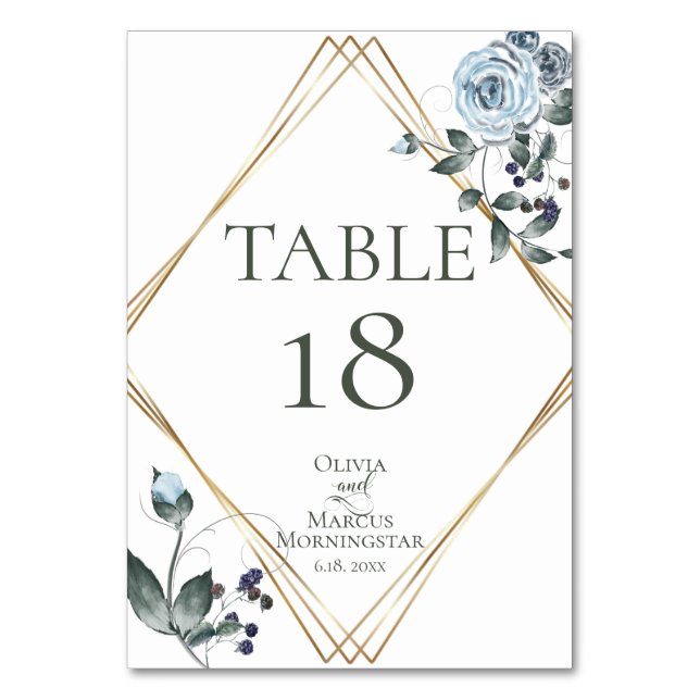 Numéro de table | Aquarelle bleu bleu foncé (Par défaut)