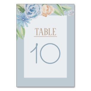 Numéro De Table Aquarelle bleu doux floral esquissé