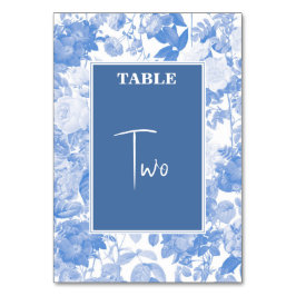 Numéro De Table Aquarelle bleue Mariage de fleurs botaniques
