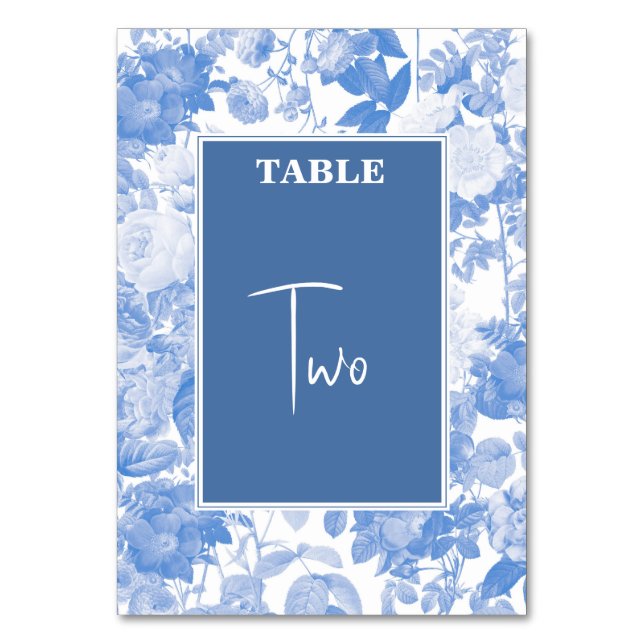 Numéro De Table Aquarelle bleue Mariage de fleurs botaniques (Par défaut)