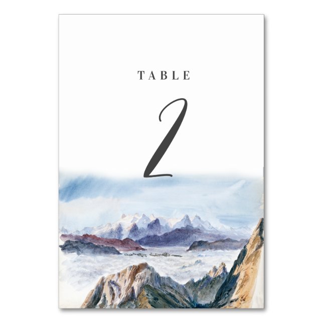 Numéro De Table Aquarelle Blue Mountains Pine Mariage (Dos)