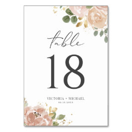 Numéro De Table Aquarelle Boho Mauve Fleurs de Pêche Mariage