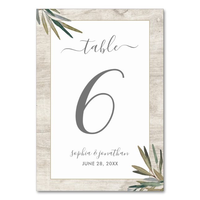 Numéro De Table Aquarelle botanique Bois Numéro personnalisé Maria (Par défaut)