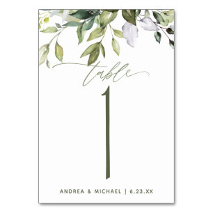 Numéro De Table Aquarelle botanique mariage Verdure Nature