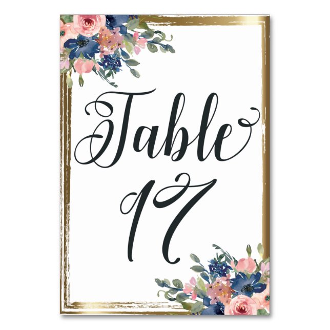 Numéro De Table Aquarelle calligraphie florale Numéro de tableau C (Par défaut)