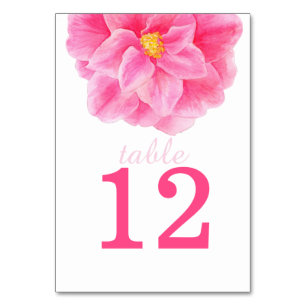 Numéro De Table Aquarelle camellia rose mariage chiffres