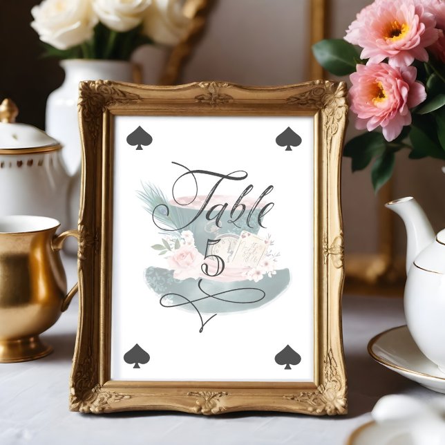 Numéro De Table Aquarelle Casquette de la haine Alice au pays des  (Mad Hatter Hat Watercolor Alice in Wonderland Table Number)