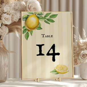 Numéro De Table Aquarelle Citron Jaune Citrus Russe Mariage