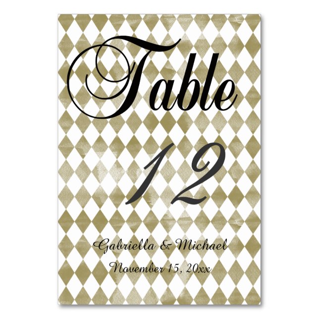 Numéro De Table Aquarelle Diamants d'or (Par défaut)