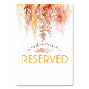 Numéro De Table Aquarelle en cascade marron orange vigne réservée