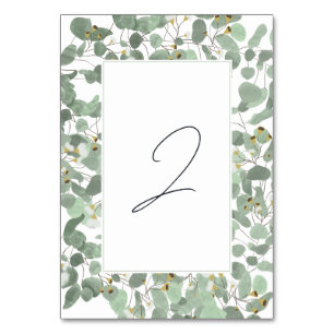 Numéro De Table Aquarelle Eucalyptus Mariage de fleurs vertes