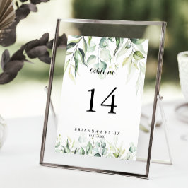 Numéro De Table Aquarelle Eucalyptus Mariage de verdure