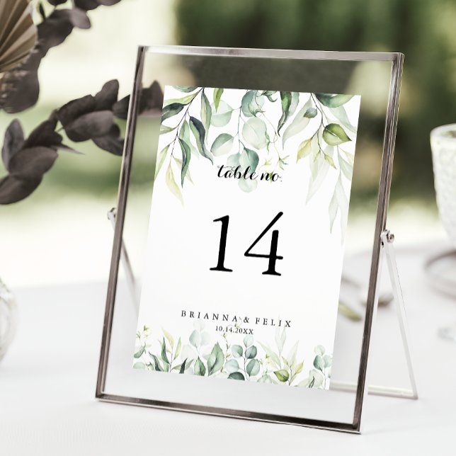 Numéro De Table Aquarelle Eucalyptus Mariage de verdure (Créateur téléchargé)
