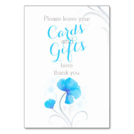 Numéro De Table Aquarelle fleur bleu mariage panneau cadeau