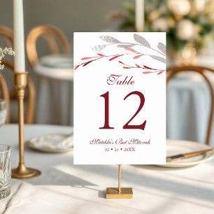 Numéro De Table Aquarelle Fleur de Succulente Botanique Bar Mitzva